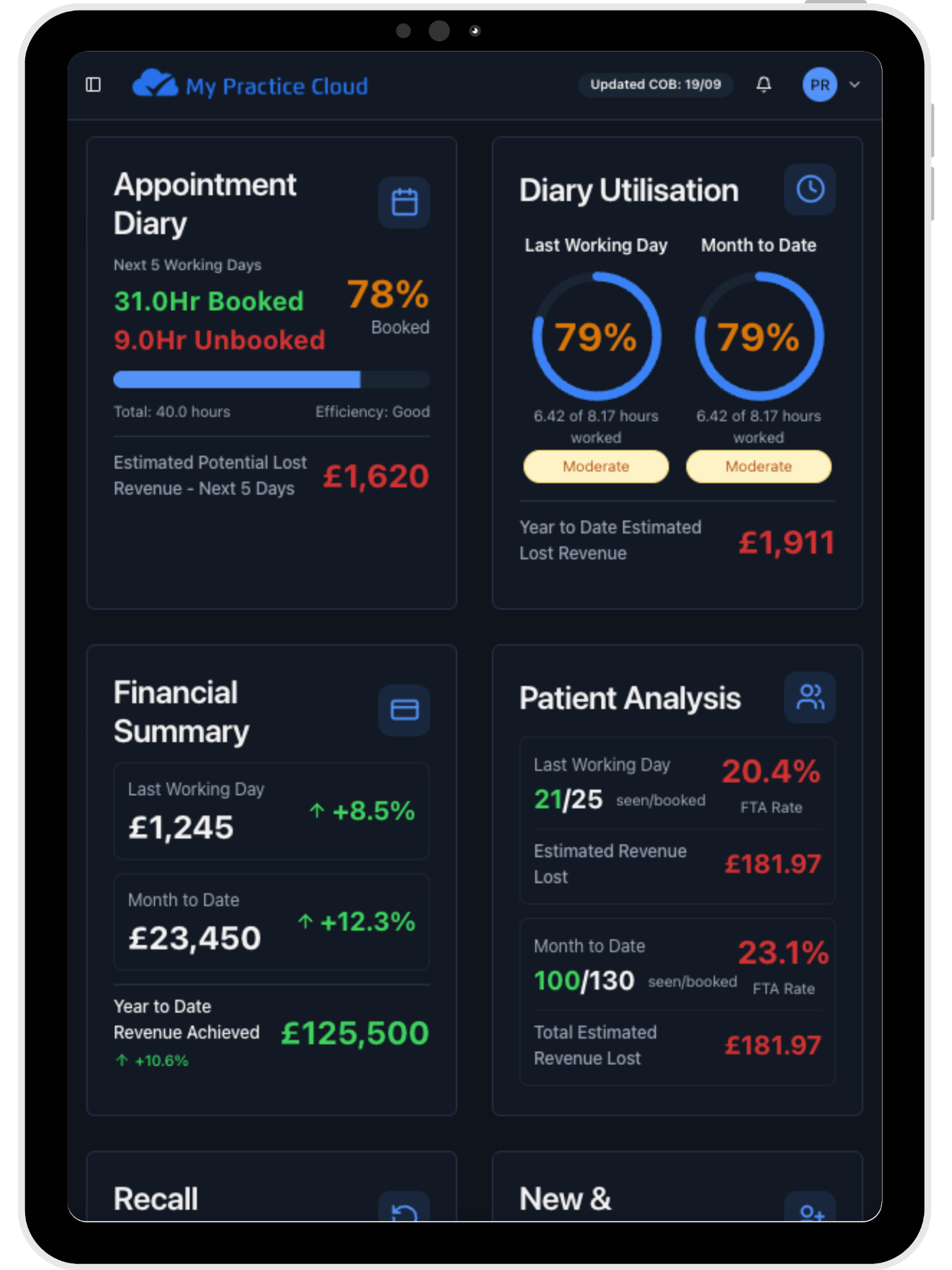 MPC Dentist Portal on tablet